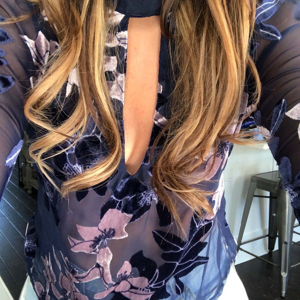 Flynn Skye blue velvet shirt with key hole